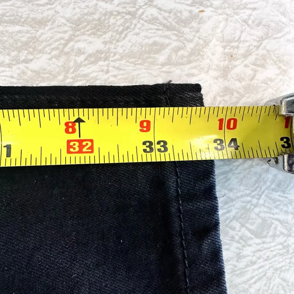 Eternity BC/AD Black Denim Leg Striped + Heart Detail Jeans Tapered Leg Size 42